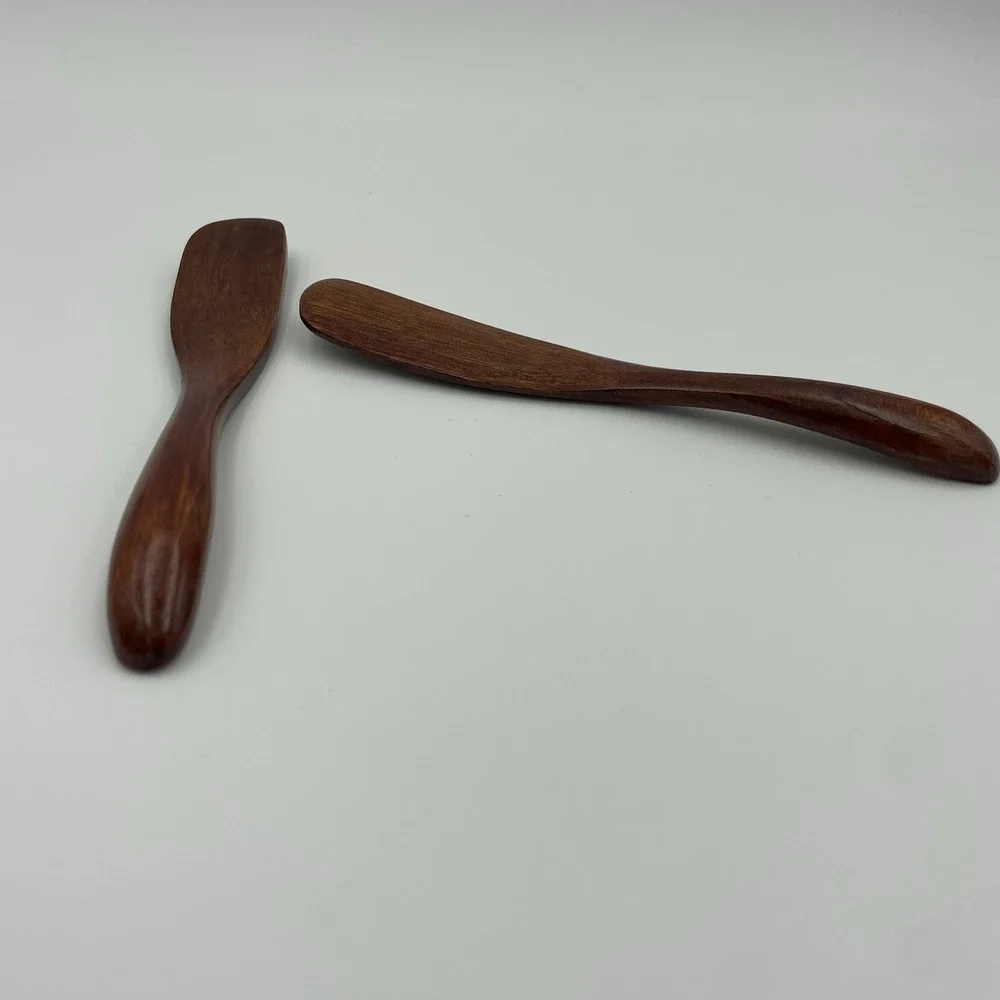 2‎ PCS Butter Knife Jam Cheese Spreader Cake Decorating Tools Wood Easy Clean